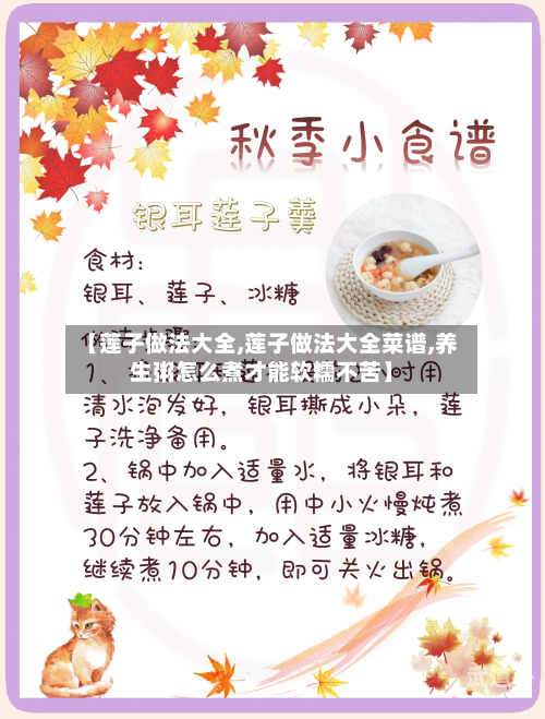 【莲子做法大全,莲子做法大全菜谱,养生粥怎么煮才能软糯不苦】