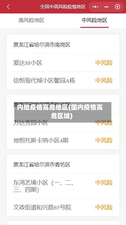 内地疫情高危地区(国内疫情高危区域)