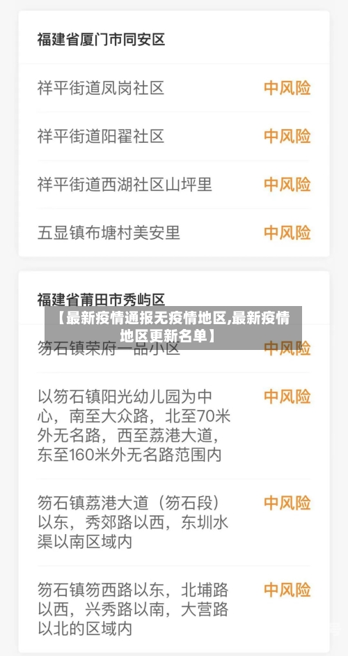 【最新疫情通报无疫情地区,最新疫情地区更新名单】