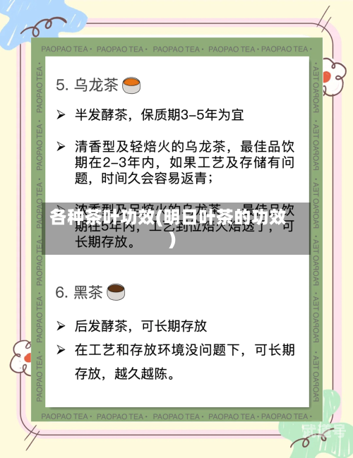 各种茶叶功效(明日叶茶的功效)