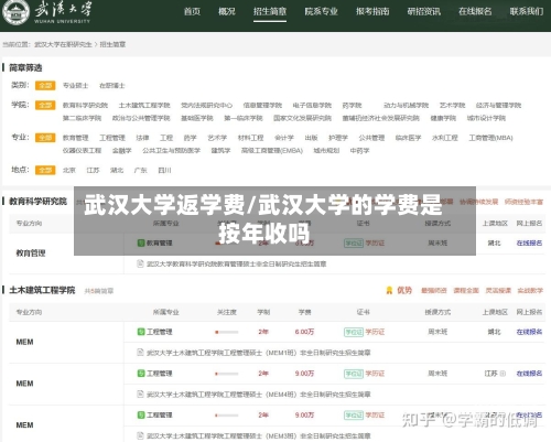 武汉大学返学费/武汉大学的学费是按年收吗