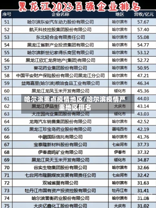 哈尔滨重点疫情地区/哈尔滨疫情严重地区排名